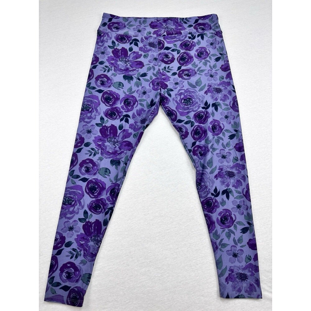 LuLaRoe Leggings TC2 Purple Floral Rose Lavender Stretch TC2